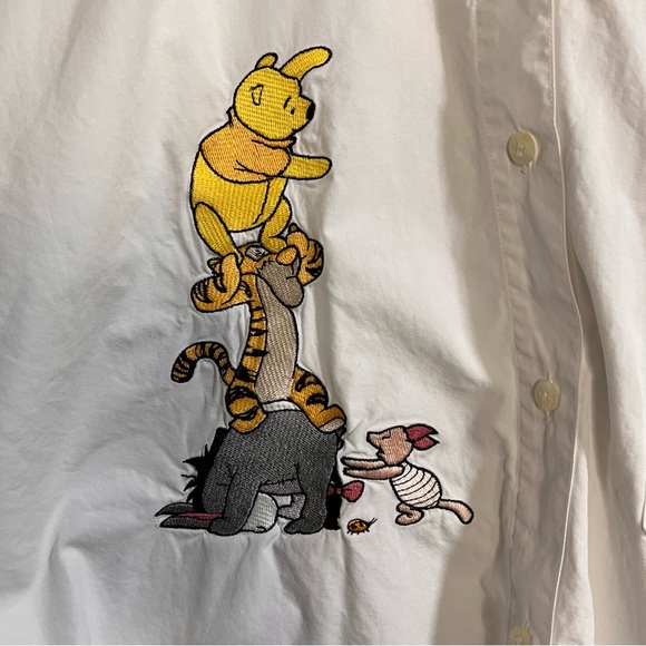 Vintage Disney Pooh Tiger embroidered size Large button down - Picture 3 of 5